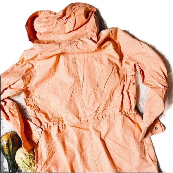 RALPH LAUREN Orange Sherbet Cinch Waist Hooded Anorak Jacket Coat S Lightweight - Picture 5 of 7